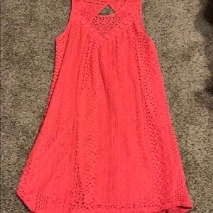 Cutest mini dress EVER. Coral color. Lace.